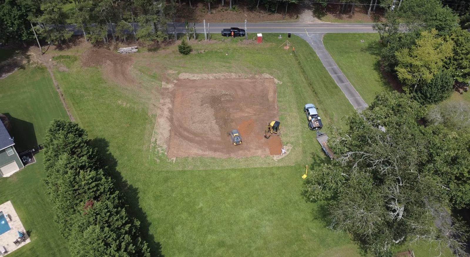 Forsyth new build - Pad graded, layout staked